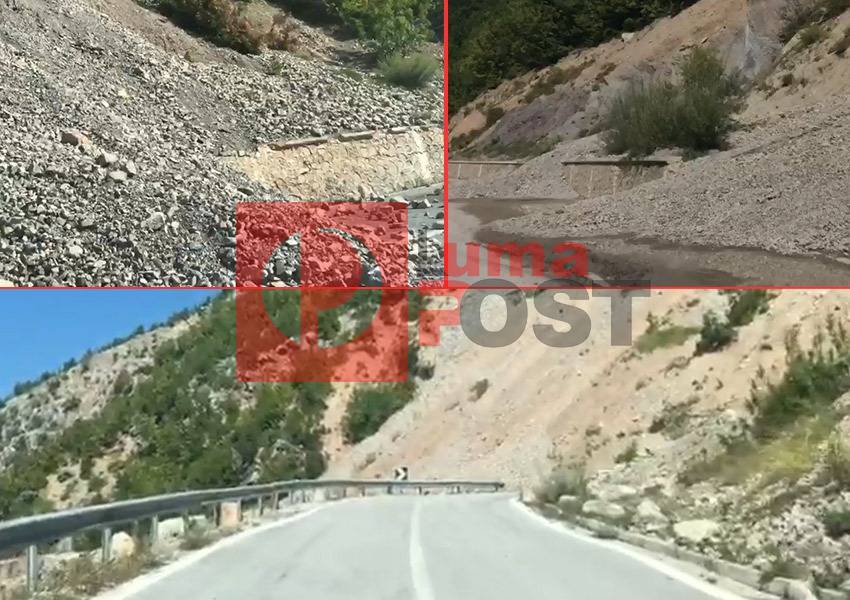 FOTO/ Shirat dëmtojnë rrugën Kukës-Peshkopi, askush nuk kujtohet për ta pastruar
